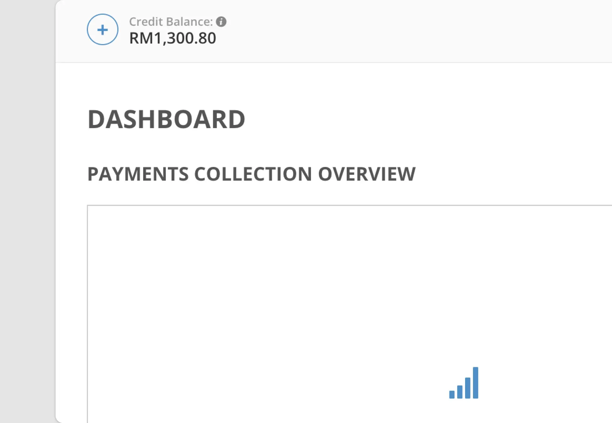 Billplz Dashboard Header - Credit Balance display with no active membership plan dropdown.